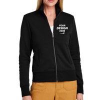 Brooks Brothers Women's Double Knit Full Zip, Deep Black, Front view, Mockup