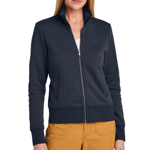Brooks Brothers Women's Double Knit Full Zip, Night Navy, Front view