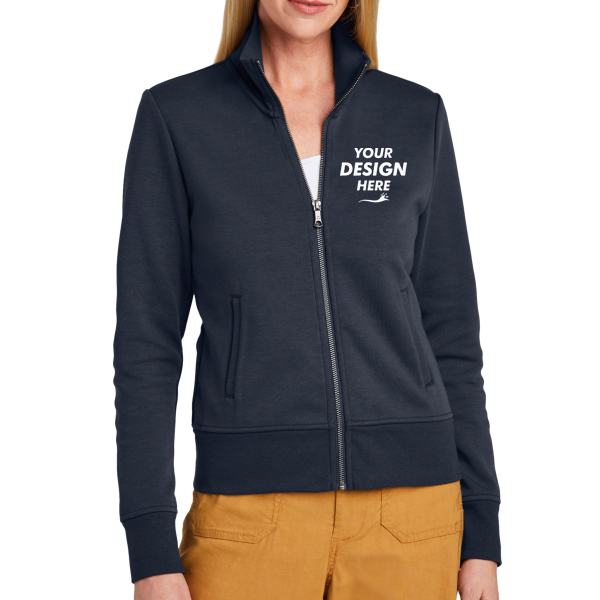 Brooks Brothers Women's Double Knit Full Zip, Night Navy, Front view, Mockup
