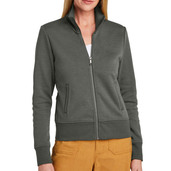 Brooks Brothers Women's Double Knit Full Zip, Windsor Grey, Front view
