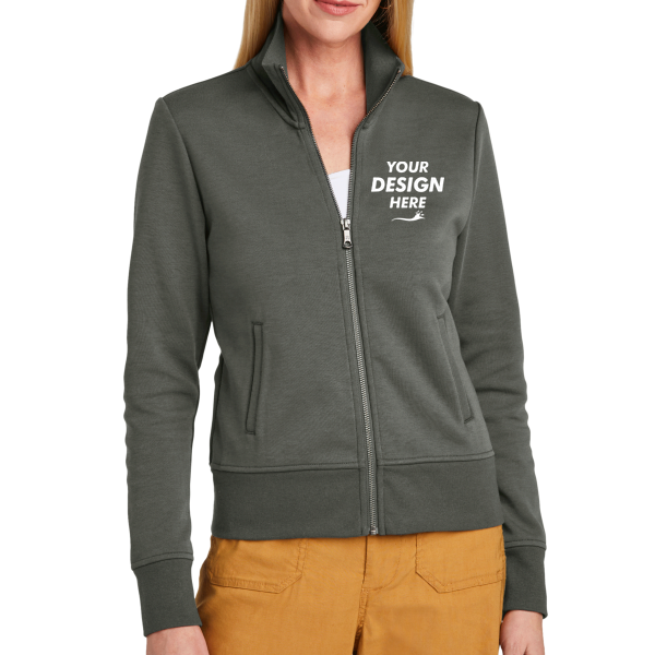 Brooks Brothers Women's Double Knit Full Zip, Windsor Grey, Front view, Mockup