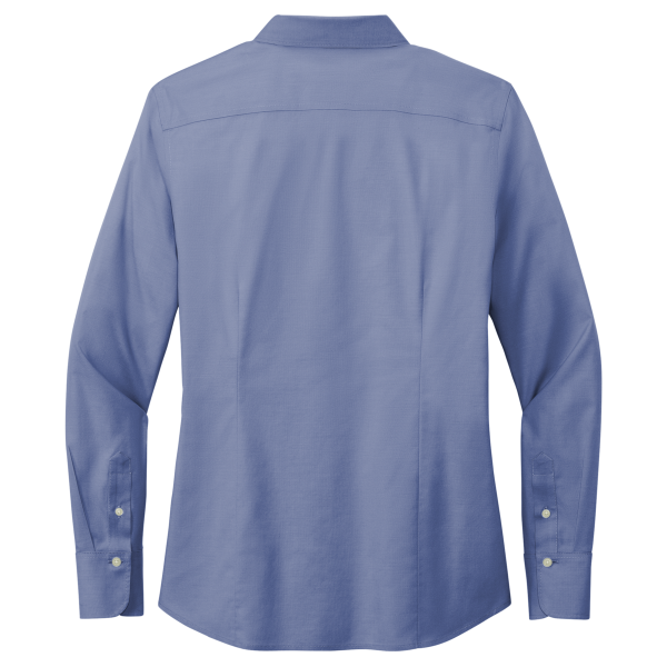 Brooks Brothers Women's Wrinkle Free Stretch Pinpoint Shirt, Cobalt Blue, Back view