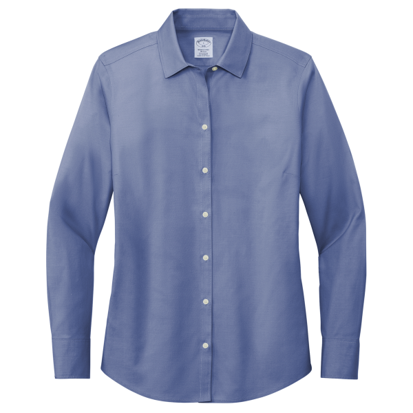 Brooks Brothers Women's Wrinkle Free Stretch Pinpoint Shirt, Cobalt Blue, Front view