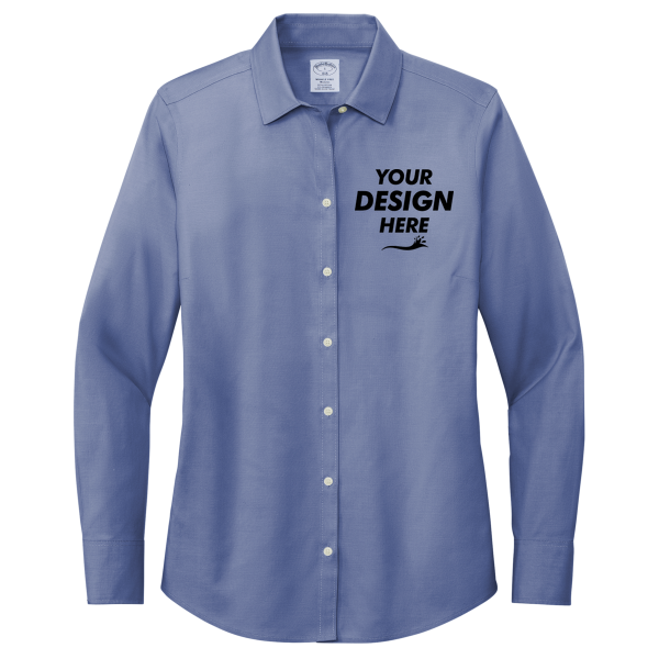 Brooks Brothers Women's Wrinkle Free Stretch Pinpoint Shirt, Cobalt Blue, Front view, Mockup