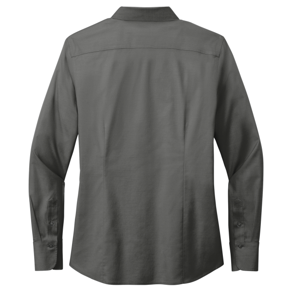 Brooks Brothers Women's Wrinkle Free Stretch Pinpoint Shirt, Deep Black, Back view