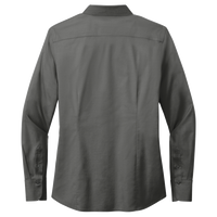 Brooks Brothers Women's Wrinkle Free Stretch Pinpoint Shirt, Deep Black, Back view