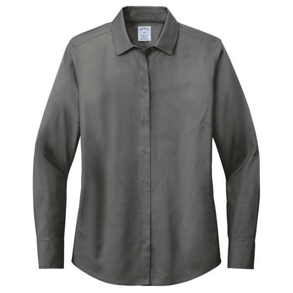 Brooks Brothers Women's Wrinkle Free Stretch Pinpoint Shirt, Deep Black, Front view