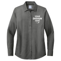 Brooks Brothers Women's Wrinkle Free Stretch Pinpoint Shirt, Deep Black, Front view, Mockup