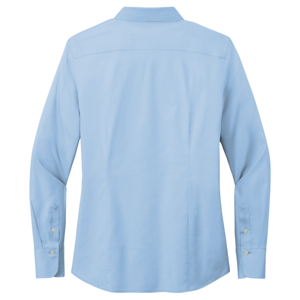 Brooks Brothers Women's Wrinkle Free Stretch Pinpoint Shirt, Newport Blue, Back view