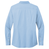 Brooks Brothers Women's Wrinkle Free Stretch Pinpoint Shirt, Newport Blue, Back view