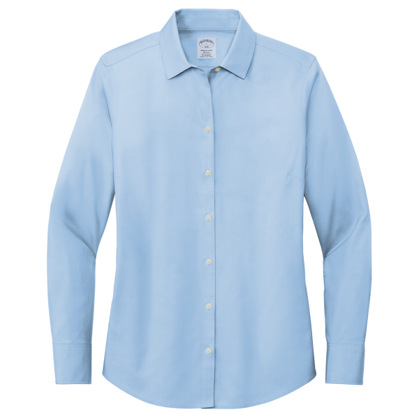 Brooks Brothers Women's Wrinkle Free Stretch Pinpoint Shirt, Newport Blue, Front view