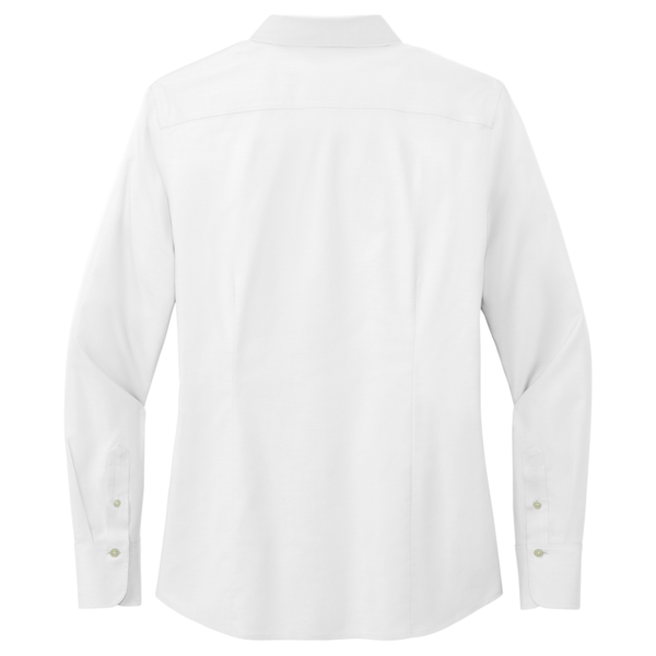 Brooks Brothers Women's Wrinkle Free Stretch Pinpoint Shirt, White, Back view