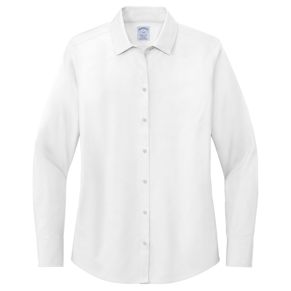 Brooks Brothers Women's Wrinkle Free Stretch Pinpoint Shirt, White, Front view