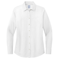 Brooks Brothers Women's Wrinkle Free Stretch Pinpoint Shirt, White, Front view