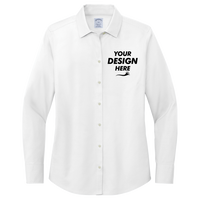 Brooks Brothers Women's Wrinkle Free Stretch Pinpoint Shirt, White, Front view, Mockup