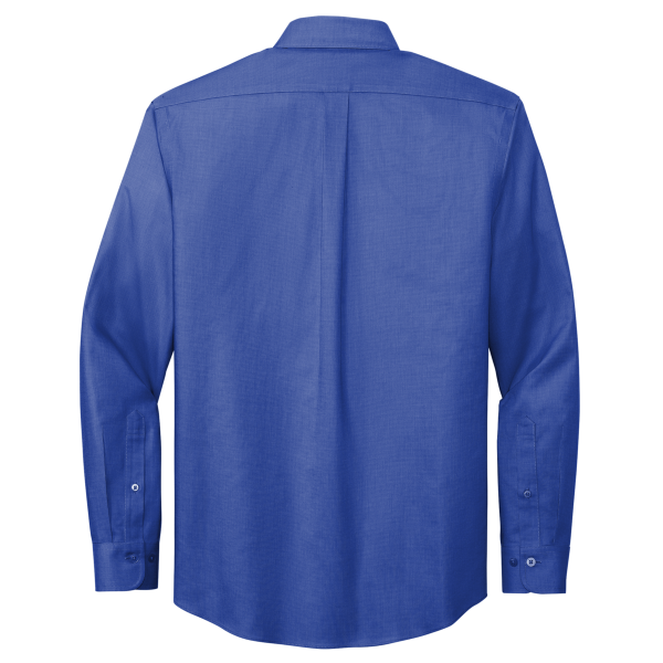 Brooks Brothers Wrinkle Free Stretch Nailhead Shirt, Cobalt Blue / Cobalt Blue, Back view