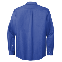 Brooks Brothers Wrinkle Free Stretch Nailhead Shirt, Cobalt Blue / Cobalt Blue, Back view