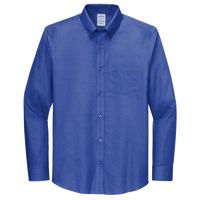 Brooks Brothers Wrinkle Free Stretch Nailhead Shirt, Cobalt Blue / Cobalt Blue, Front view