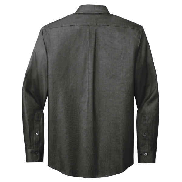 Brooks Brothers Wrinkle Free Stretch Nailhead Shirt, Deep Black / Deep Black, Back view