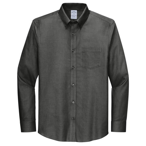 Brooks Brothers Wrinkle Free Stretch Nailhead Shirt, Deep Black / Deep Black, Front view