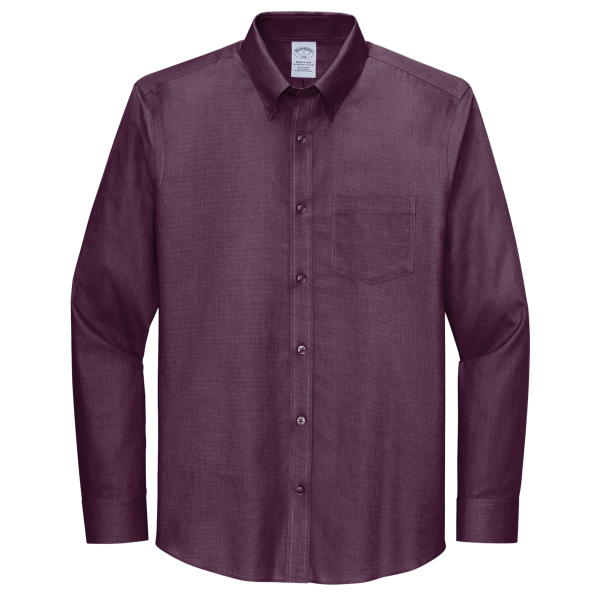 Brooks Brothers Wrinkle Free Stretch Nailhead Shirt, Navy Blazer / Vintage Port, Front view