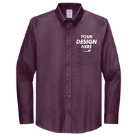 Brooks Brothers Wrinkle Free Stretch Nailhead Shirt, Navy Blazer / Vintage Port, Front view, Mockup