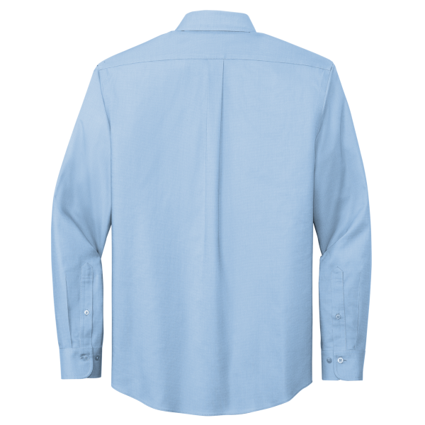 Brooks Brothers Wrinkle Free Stretch Nailhead Shirt, Newport Blue / Newport Blue, Back view