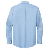 Brooks Brothers Wrinkle Free Stretch Nailhead Shirt, Newport Blue / Newport Blue, Back view