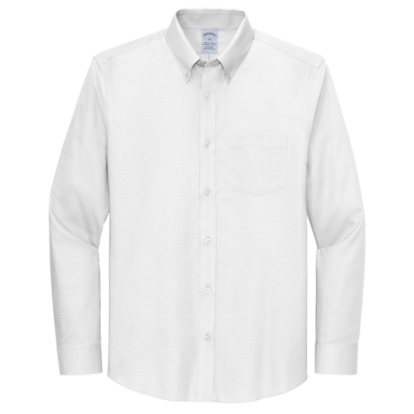 Brooks Brothers Wrinkle Free Stretch Nailhead Shirt, White / White, Front view