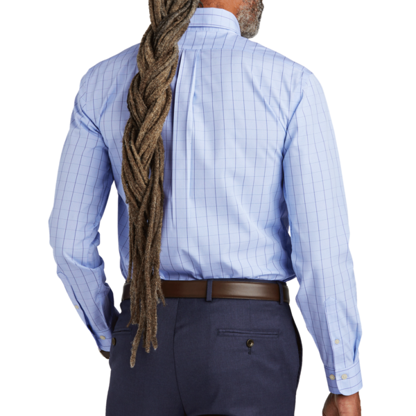 Brooks Brothers Wrinkle Free Stretch Patterned Shirt, Newport Blue, Back view