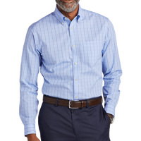 Brooks Brothers Wrinkle Free Stretch Patterned Shirt, Newport Blue, Front view