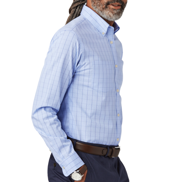 Brooks Brothers Wrinkle Free Stretch Patterned Shirt, Newport Blue, Right Sleeve view