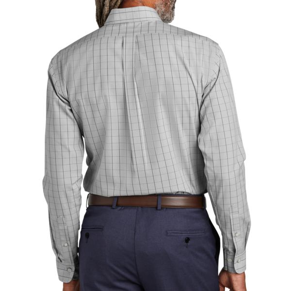 Brooks Brothers Wrinkle Free Stretch Patterned Shirt, Shadow Grey, Back view