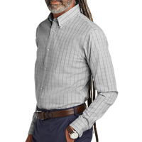 Brooks Brothers Wrinkle Free Stretch Patterned Shirt, Shadow Grey, Left Sleeve view