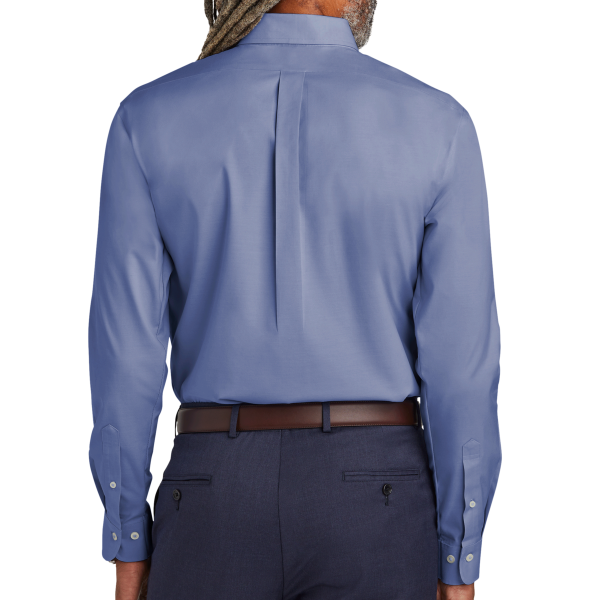 Brooks Brothers Wrinkle Free Stretch Pinpoint Shirt, Cobalt Blue, Back view