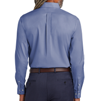Brooks Brothers Wrinkle Free Stretch Pinpoint Shirt, Cobalt Blue, Back view