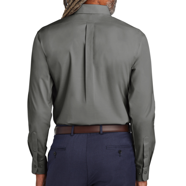 Brooks Brothers Wrinkle Free Stretch Pinpoint Shirt, Deep Black, Back view
