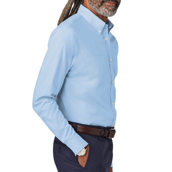 Brooks Brothers Wrinkle Free Stretch Pinpoint Shirt, Newport Blue, Right Sleeve view