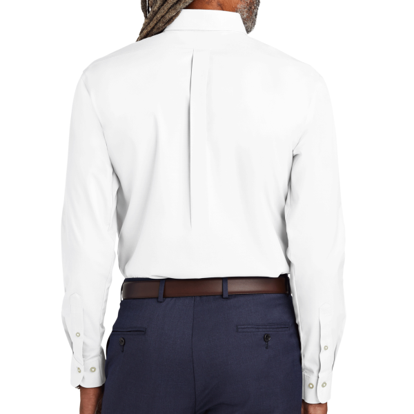 Brooks Brothers Wrinkle Free Stretch Pinpoint Shirt, White, Back view