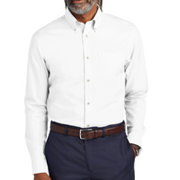 Brooks Brothers Wrinkle Free Stretch Pinpoint Shirt, White, Front view