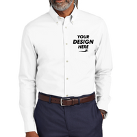 Brooks Brothers Wrinkle Free Stretch Pinpoint Shirt, White, Front view, Mockup