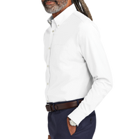 Brooks Brothers Wrinkle Free Stretch Pinpoint Shirt, White, Left Sleeve view