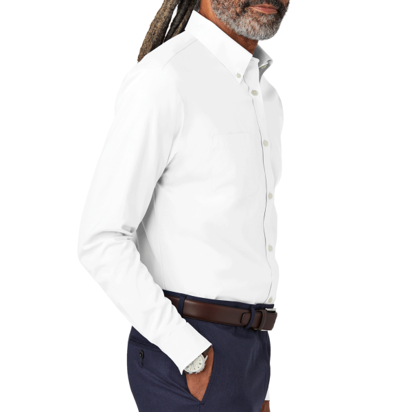 Brooks Brothers Wrinkle Free Stretch Pinpoint Shirt, White, Right Sleeve view