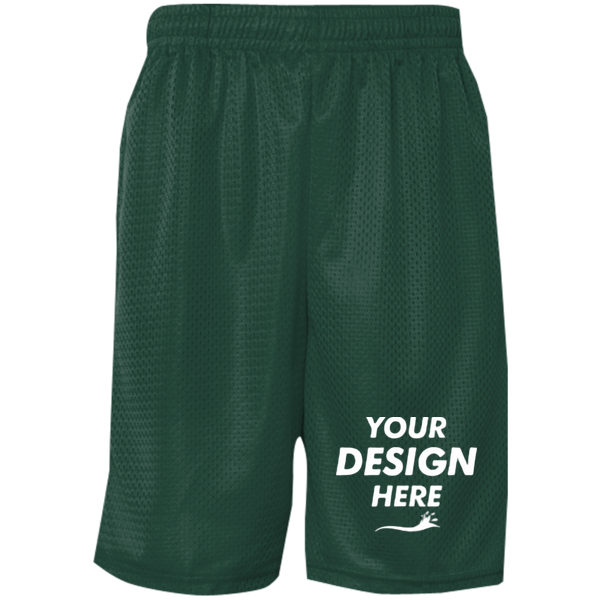 C2 Sport Men's Mesh 9" Shorts, Forest, Front view, Mockup