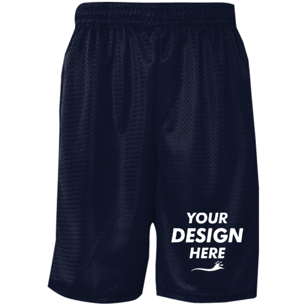 C2 Sport Men's Mesh 9" Shorts, Navy, Front view, Mockup
