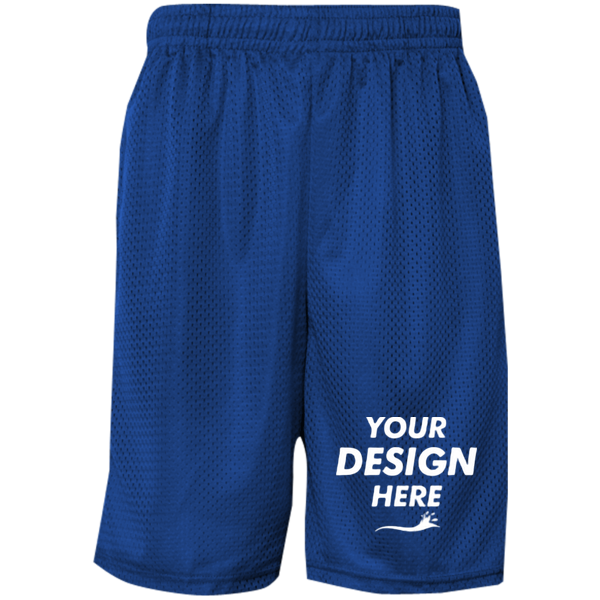 C2 Sport Men's Mesh 9" Shorts, Royal, Front view, Mockup