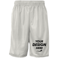 C2 Sport Men's Mesh 9" Shorts, Silver, Front view, Mockup