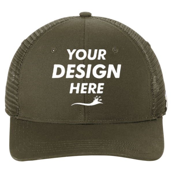 Carhartt Canvas Mesh Back Cap, Moss, Front view, Mockup