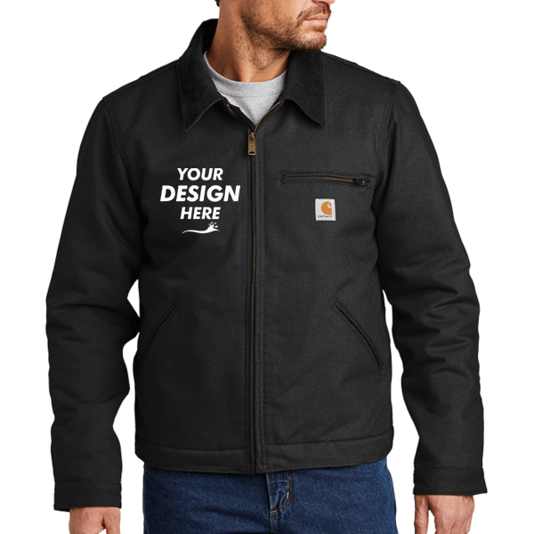 Carhartt Duck Detroit Jacket, Black, Front view, Mockup