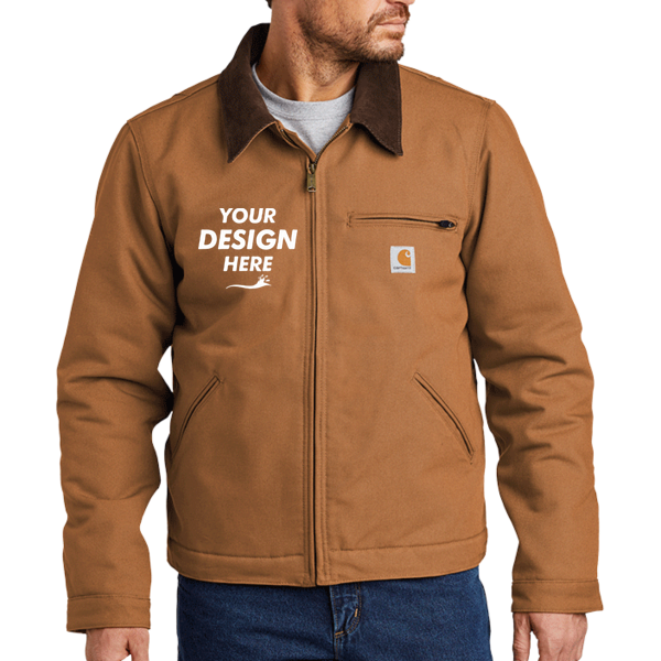 Carhartt Duck Detroit Jacket, Carhartt Brown, Front view, Mockup